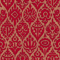 Damask seamless pattern. Bohemian embroidered print for textiles. Vector illustration.