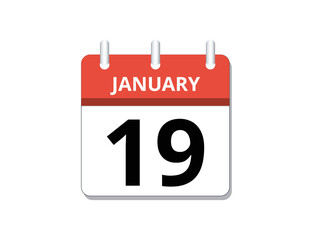 January, 19th calendar icon vector