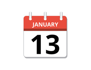 January, 13th calendar icon vector