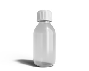 Blank Plastic Syrup Bottle Packaging With Transparent Background.