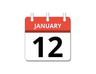 January, 12th calendar icon vector