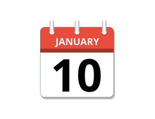 January, 10th calendar icon vector