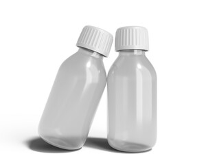 Blank Plastic Syrup Bottle Packaging With Transparent Background.