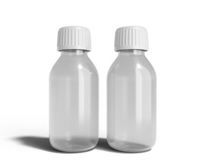 Blank Plastic Syrup Bottle Packaging With Transparent Background.