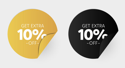 Vector Up to 10 percent Sale Buttons Shape Banner Design Set. Orenge, black Round Creative Banners Isolated for Advertisement Graphic Designs