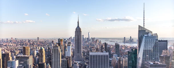 No drill light filtering roller blinds Empire State Building Panorama of New York city skyline at sunset