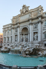 Fototapeta na wymiar Rome, Italy. Trevi Fountain (1732-1762) and facade of Palazzo Poli