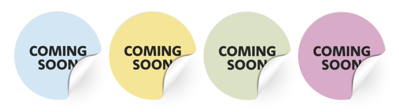 Coming soon star sticker set vector illustration. Coming soon icon. Coming soon eps label