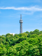 Obraz premium View with Petrin Tower, a major tourist attraction in Prague