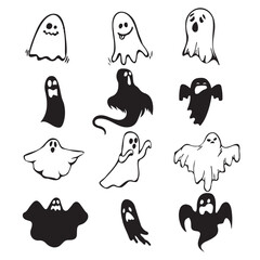 set of halloween ghosts