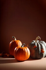 Halloween pumpkins, decorations. Highly detailed, realistic illustration	
