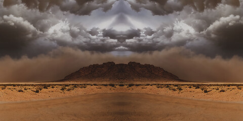 Fototapeta premium Desert landscape, sandstorm.