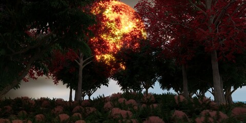 Fototapeta premium 3D illustration of a beautiful planet from my imagination.