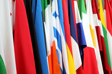 background with international flags of many nations and different colors