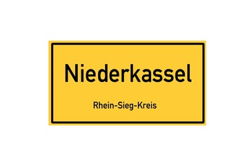 Isolated German city limit sign of Niederkassel located in Nordrhein-Westfalen