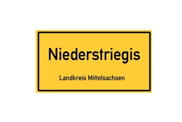 Isolated German city limit sign of Niederstriegis located in Sachsen