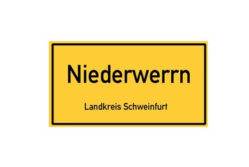 Isolated German city limit sign of Niederwerrn located in Bayern