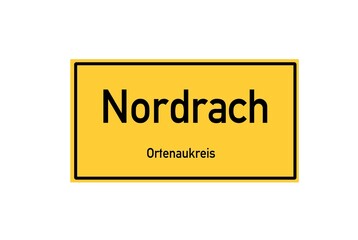 Isolated German city limit sign of Nordrach located in Baden-W�rttemberg