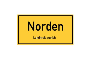 Isolated German city limit sign of Norden located in Niedersachsen