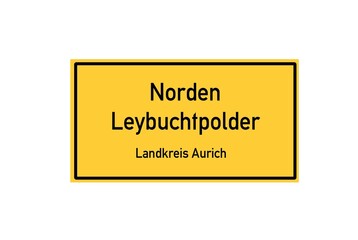 Isolated German city limit sign of Norden Leybuchtpolder located in Niedersachsen