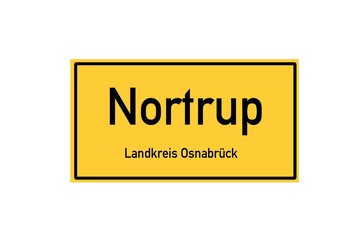 Isolated German city limit sign of Nortrup located in Niedersachsen