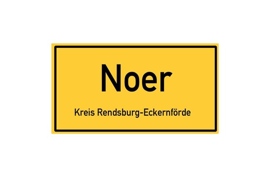 Isolated German city limit sign of Noer located in Schleswig-Holstein