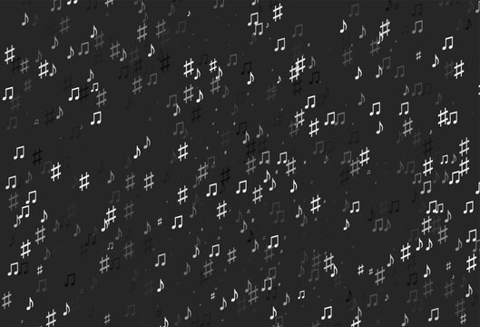 Light Silver, Gray vector texture with musical notes.