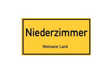 Isolated German city limit sign of Niederzimmern located in Th�ringen