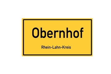 Isolated German city limit sign of Obernhof located in Rheinland-Pfalz