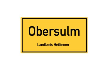 Isolated German city limit sign of Obersulm located in Baden-W�rttemberg