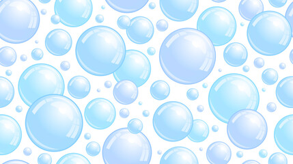 Soap bubbles seamless pattern. Repeated foam decoration wallpaper. Water bubble background. Vector  - obrazy, fototapety, plakaty