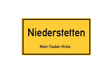 Isolated German city limit sign of Niederstetten located in Baden-W�rttemberg