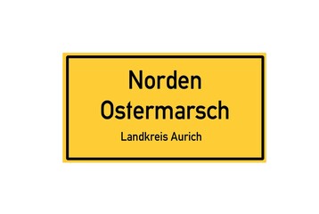 Isolated German city limit sign of Norden Ostermarsch located in Niedersachsen