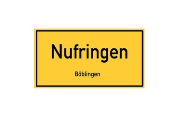 Isolated German city limit sign of Nufringen located in Baden-W�rttemberg