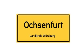 Isolated German city limit sign of Ochsenfurt located in Bayern