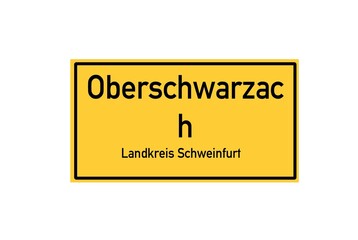 Isolated German city limit sign of Oberschwarzach located in Bayern
