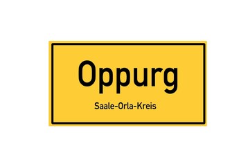 Isolated German city limit sign of Oppurg located in Th�ringen