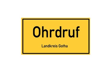 Isolated German city limit sign of Ohrdruf located in Th�ringen