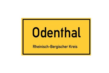 Isolated German city limit sign of Odenthal located in Nordrhein-Westfalen