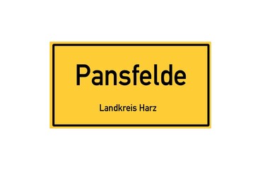 Isolated German city limit sign of Pansfelde located in Sachsen-Anhalt