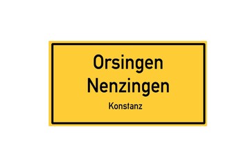 Isolated German city limit sign of Orsingen Nenzingen located in Baden-W�rttemberg