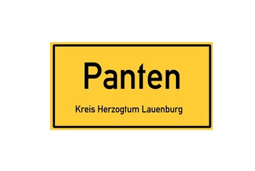 Isolated German city limit sign of Panten located in Schleswig-Holstein