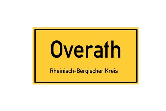 Isolated German city limit sign of Overath located in Nordrhein-Westfalen