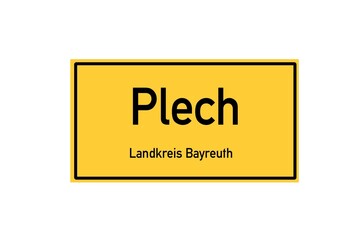 Isolated German city limit sign of Plech located in Bayern