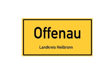Isolated German city limit sign of Offenau located in Baden-W�rttemberg