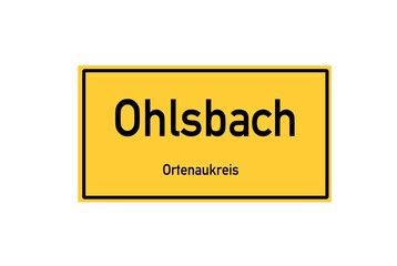 Isolated German city limit sign of Ohlsbach located in Baden-W�rttemberg