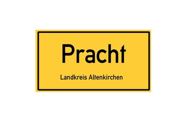 Isolated German city limit sign of Pracht located in Rheinland-Pfalz