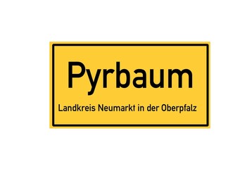 Isolated German city limit sign of Pyrbaum located in Bayern