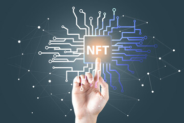 hand touch virtual screen NFT icon
