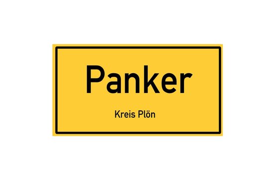 Isolated German city limit sign of Panker located in Schleswig-Holstein